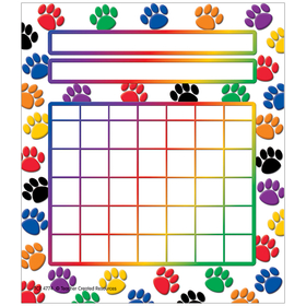 Teacher Created Resources TCR4773 Colorful Paw Prints Incentive Chart 5 1/4 X 6 36/Pk