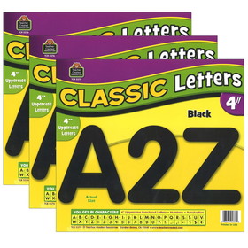 Teacher Created Resources TCR5376-3 Black Classic Font 4In, Letters Uppercase Pk (3 PK)