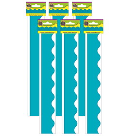 Teacher Created Resources TCR5450-6 Teal Solid Scalloped Border, Trim (6 PK)