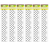 Teacher Created Resources TCR5593-6 Black Polka Dots On White, Scalloped Border Trim (6 PK)