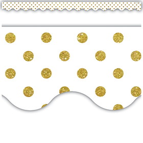 Teacher Created Resources TCR8323 Gold Dots On White Scalloped Border