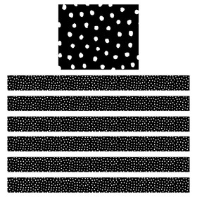 Teacher Created Resources TCR8341-6 White Painted Dots On Black, Border (6 PK)