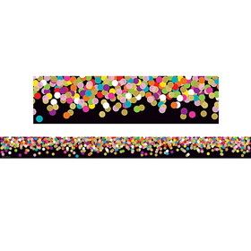 Teacher Created Resources TCR8898 Colorful Confetti On Black Border, Straight