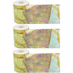 Teacher Created Resources TCR8921-3 Travel Map Straight Rolled, Border (3 PK)