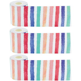 Teacher Created Resources TCR8927-3 Watercolor Stripes Rolled, Trim (3 PK)