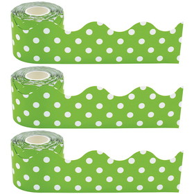 Teacher Created Resources TCR8945-3 Lime Polka Dots Rolled Trim (3 PK)