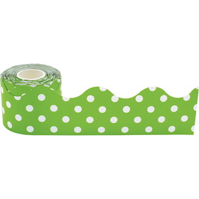 Teacher Created Resources TCR8945 Lime Polka Dots Rolled Trim