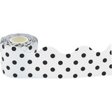 Teacher Created Resources TCR8946 Blck Polka Dots On White Rolld Trim