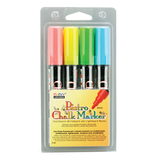 Uchida Of America UCH4804A Bistro Chalk Markers Brd Tip 4 Clr - Set Fluorescent Red Blu Grn Ylw