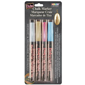 Marvy Uchida UCH4824M Bistro Chalk Markers Set Metallic, 4-Color Fine Tip