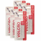 VELCRO VEC90076-6 Velcro Tape .75X4 Strips, White (6 PK)