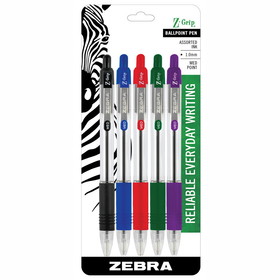 Zebra Pen ZEB22205 Z Grip Ballpoint Pens 5Pk Assorted
