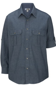 Edwards Garment 1298 Chambray Roll-Up Sleeve Shirt