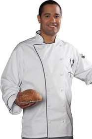 Edwards Garment 3308 Chef Coat - 12 Cloth Button Poly/Cotton Executive Chef Coat