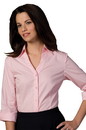 Edwards Garment 5045 3/4 Sleeve Blouse - Women's V-Neck 3/4 Sleeve Stretch Broadcloth Blouse