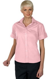 Edwards Garment 5245 Poplin Shirt - Women's Open Neck Blouse (Short Sleeve)