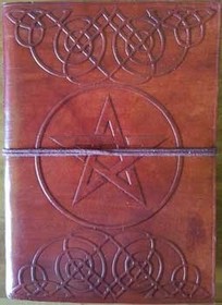 AzureGreen BBBCWP 5" x 7" Pentagram leather blank book w/cord