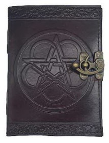 AzureGreen BBBL2285  Pentagram leather blank book w/ latch