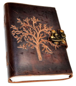 AzureGreen BBBL3007  Tree leather blank book w/ latch