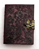 AzureGreen BBBL803 Wolf & Tree of Life leather blank book w/ latch