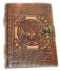 AzureGreen BBBLDKR 5" x 7" Tree of Life Embossed leather w/ cord