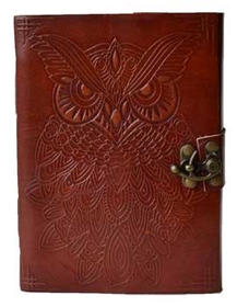 AzureGreen BBBLOWL 5" x 7" Owl leather blank book w/ latch