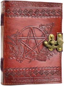 AzureGreen BBBLP449 Pentagram leather blank book w/ latch