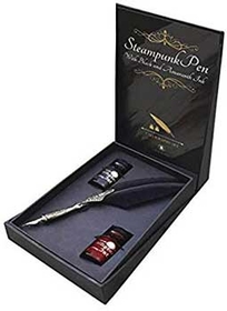 AzureGreen BSTEPEN Steampunk Pen with Black & Amaranth Ink calligraphy set