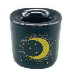 AzureGreen CH4295  Moon & Star Black ceramic holder