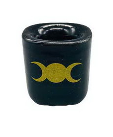 AzureGreen CH4297  Triple Moon Black ceramic holder