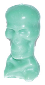 AzureGreen COSG  5 1/2" Green Skull candle