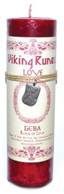 AzureGreen CP14GE Love pillar candle with Geba Rune pendant
