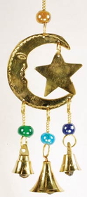 AzureGreen FW513 3 Bell Star and Moon wind chime