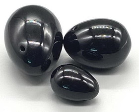 AzureGreen GEYONBO  (set of 3) Black Obsidian Yoni eggs