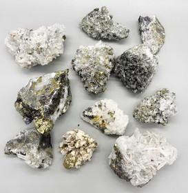 AzureGreen GFQZAP3  ~3# Flat of Quartz withj Aragonite & Pyrite
