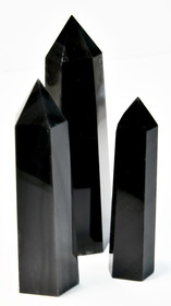 AzureGreen GOOBSBB  1 lb 3-4" Obsidian, Balck W Silver Stripes obelisk