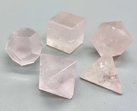 AzureGreen GPRPS  Rose Quartz platonic solids