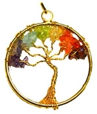 AzureGreen J7TRELG 7 Chakra Tree of Life pendant gold