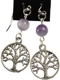 AzureGreen JETAME Amethyst Tree of Life earrings