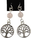 AzureGreen JETRQZ Rose Quartz Tree of Life earrings