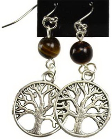 AzureGreen JETTE Tigers Eye Tree of Life earrings