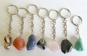 AzureGreen JKVAR Various Tumbled Stones keychain
