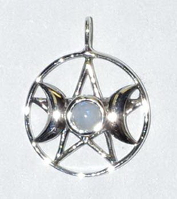 AzureGreen JMS243MT 11/16" Triple Goddess Pentagram Moonstone sterling