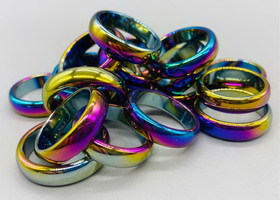 AzureGreen JR007  (set of 50) Rainbow Hematite rings