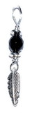 AzureGreen JSPFEAOB Feather pendant with black onyx bead