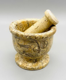 AzureGreen LM004  2 1/2" Fossil Coral mortar and pestle set