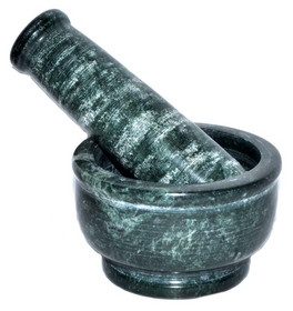 AzureGreen LMGREM4  4" Green Marble mortar and pestle set