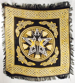 AzureGreen RAC91 Pentagram Goddess altar cloth 18" x 18"