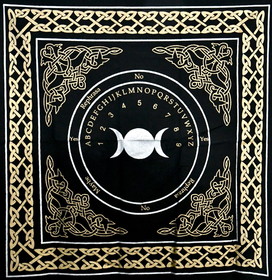 AzureGreen RASC101  24"x24" Triple Moon Pendulum/ Ouija altar cloth