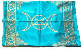 AzureGreen RASC96TUR  21" x 21" Turquoise Triple Moon altar cloth